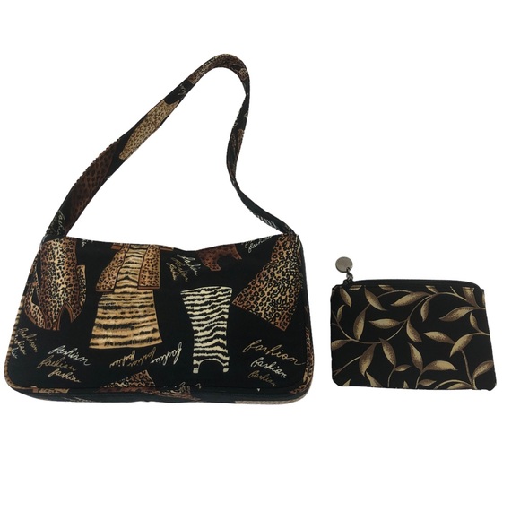 Susan Graver Animal Print Purse in Fabric Vintage Shoulder Bag with Zip Closure - Picture 2 of 8